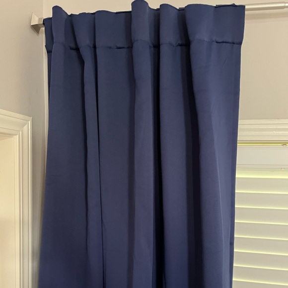 Linen blackout Curtains 2 Hanging Options Filtering Navy Blue W 52 x L 95 - Picture 7 of 13
